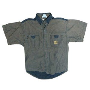 Gabrielle New York Shirt Mens Medium Short Sleeve Button Up Black Olive green